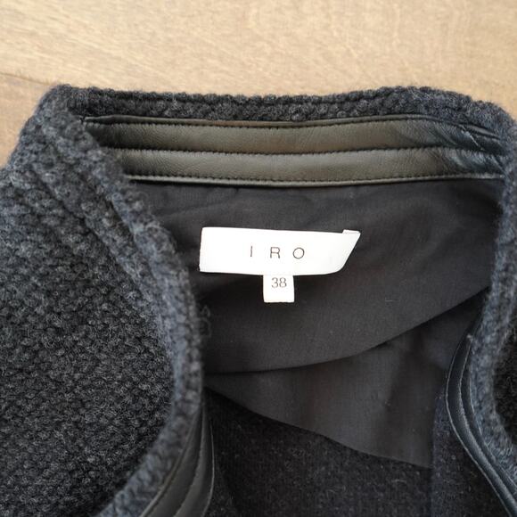 IRO AWA PERMANENT COLLECTION LEATHER TRIMMED WOOL Womens Wool Jacket Size 38 M - Picture 11 of 11
